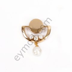 İnci Sallantılı Broş GOLD
