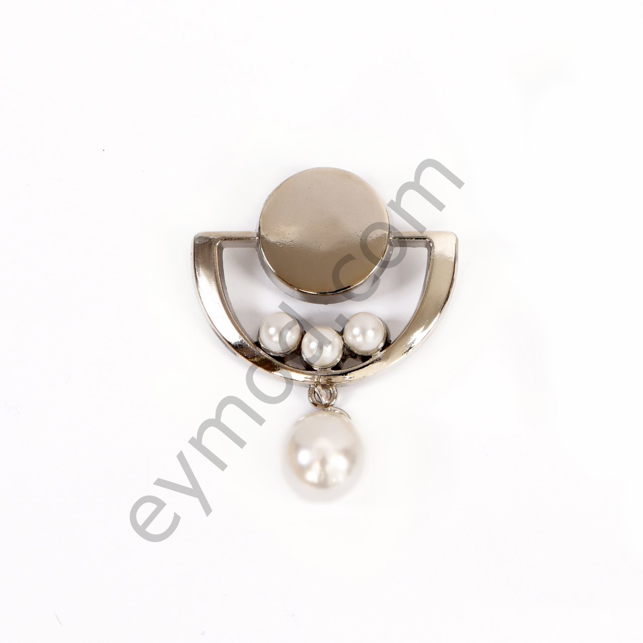 İnci Sallantılı Broş NİKEL