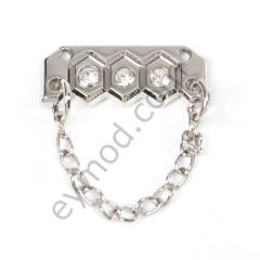 3 Taşlı Zincir Sallantılı Dikdörtgen Dikme Aksesuar NİKEL