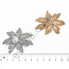 85 Taşlı İncili Çiçek Broş