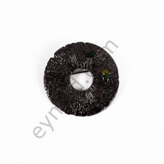 Yaprak Taşlı Yuvarlak Broş BLACK NİKEL