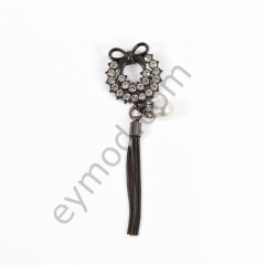 Tepesi Fiyonklu Broş BLACK NİKEL