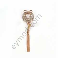 Tepesi Fiyonklu Broş GOLD