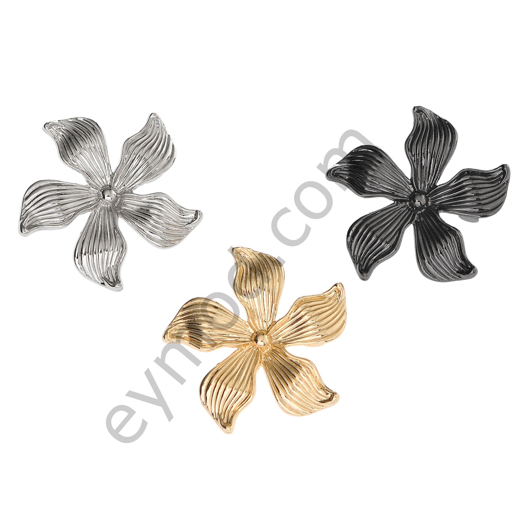 Taşsız Çizgili Çiçek  Broş