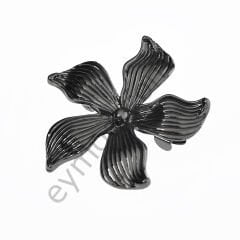 Taşsız Çizgili Çiçek  Broş