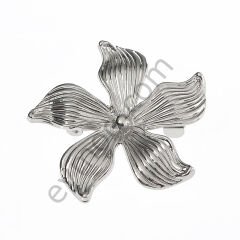 Taşsız Çizgili Çiçek  Broş