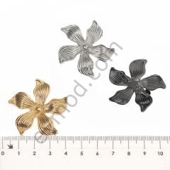 Taşsız Çizgili Çiçek  Broş