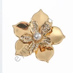 30 Taşlı İncili Çiçek Broş