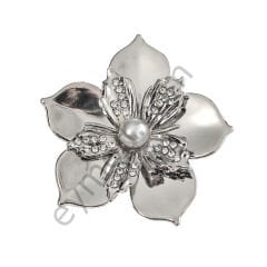 30 Taşlı İncili Çiçek Broş