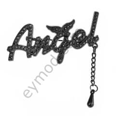95 Taşlı Sallantılı Angel Broş BLACK NİKEL