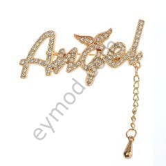 95 Taşlı Sallantılı Angel Broş GOLD