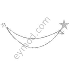 22 Taşlı Zincirli Yıldız  Broş