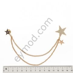 22 Taşlı Zincirli Yıldız  Broş