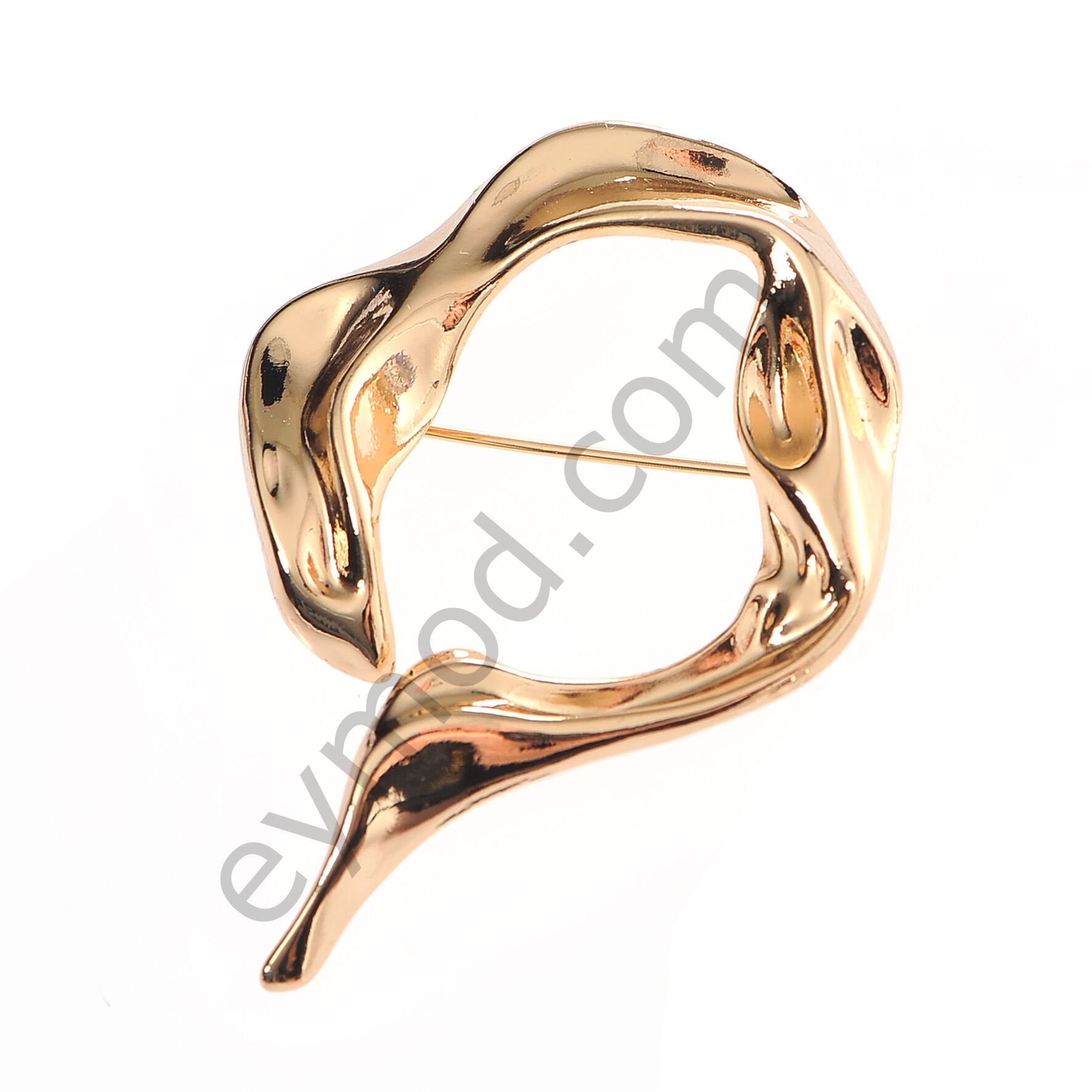 Kıvrımlı Yuvarlak Broş GOLD