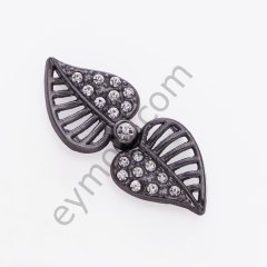 Taşlı Yaprak Agraf Toka BLACK NİKEL