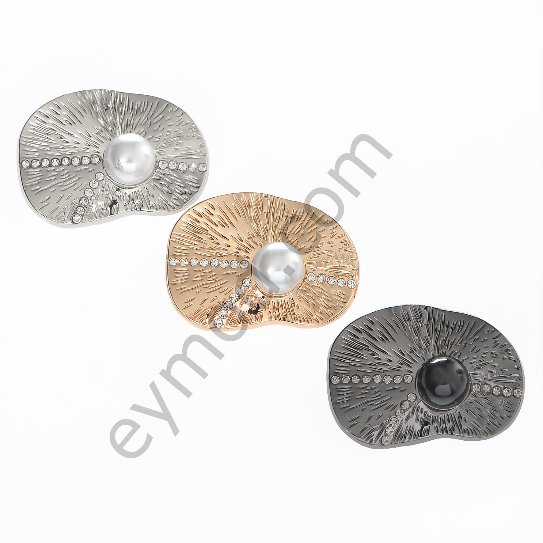 19 Taşlı Kıvrımlı İnci  Broş