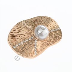 19 Taşlı Kıvrımlı İnci  Broş