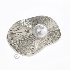19 Taşlı Kıvrımlı İnci  Broş