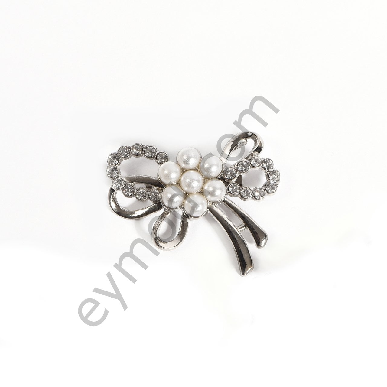İncili Taşlı Fiyonk Broş NİKEL