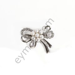 İncili Taşlı Fiyonk Broş NİKEL
