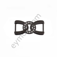 12 Taşlı Ortası Yuvarlak Birit Toka BLACK NİKEL