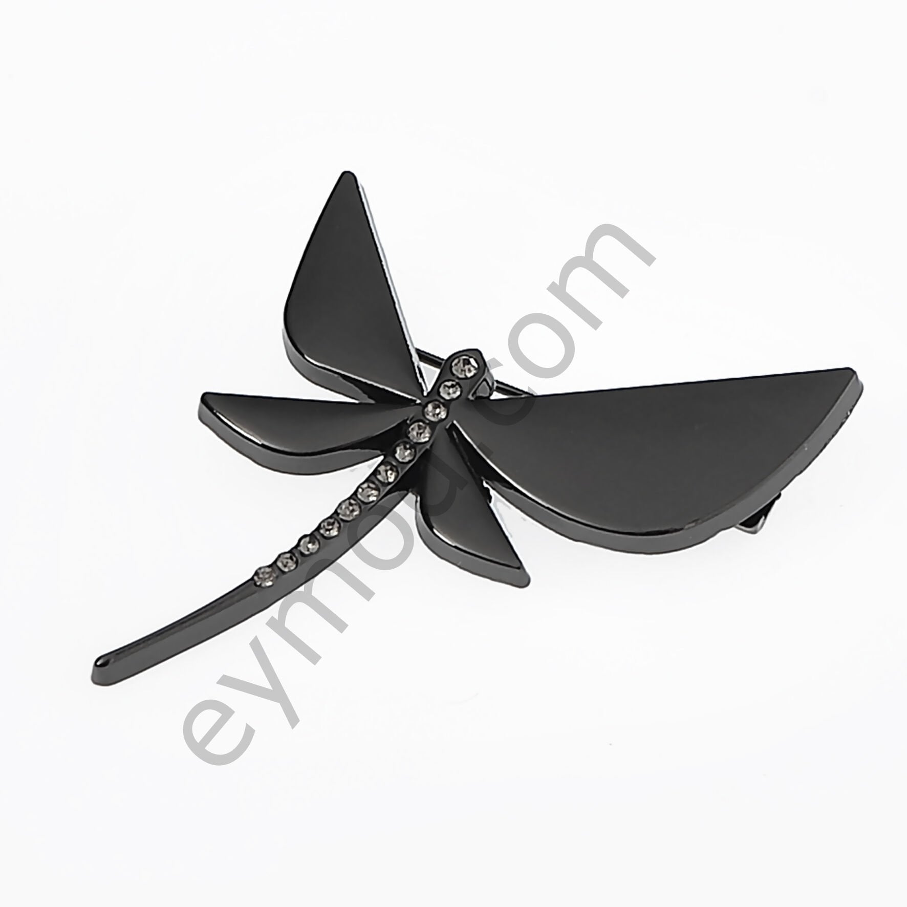 12 Taşlı Kelebek Broş BLACK NİKEL