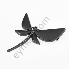 12 Taşlı Kelebek Broş BLACK NİKEL