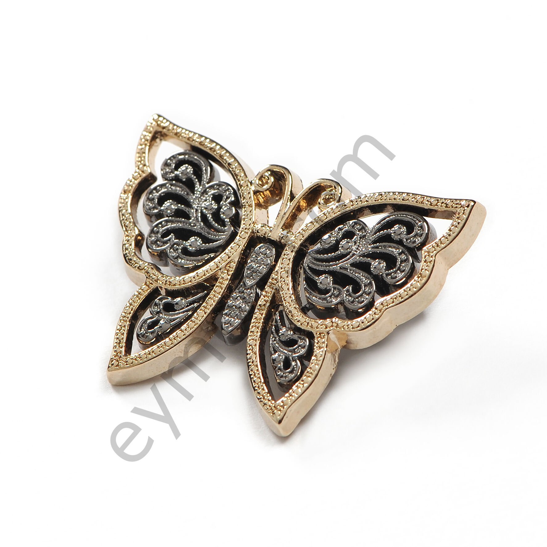 2 Renk Kelebek Broş GOLD+BLACK NİKEL