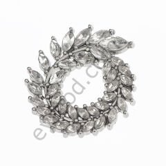 36 Taşlı Yaprak Taç  Broş