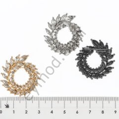 36 Taşlı Yaprak Taç  Broş