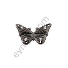 4 Taşlı Kelebek Dikme BLACK NİKEL
