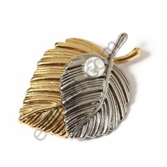 İncili Yaprak Broş GOLD+NİKEL