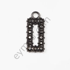 14 Taşlı Dikdörtgen Elcik KÜÇÜK BOY - BLACK NİKEL