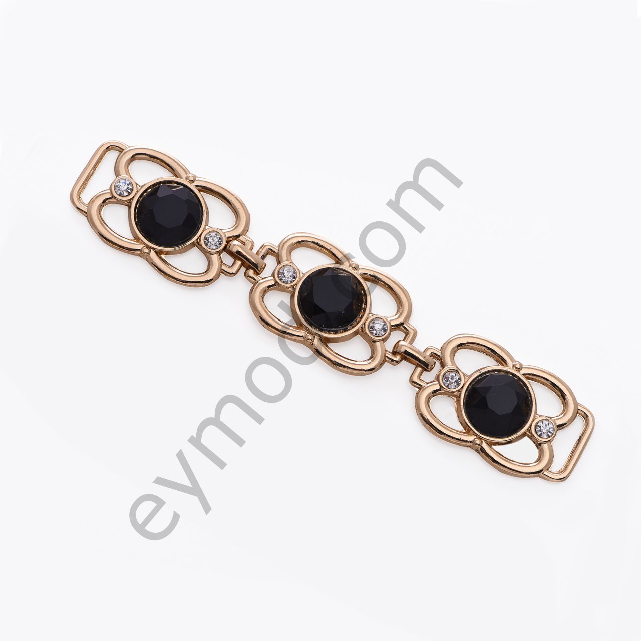 Cam Taşlı Eklemeli Toka GOLD+BLACK