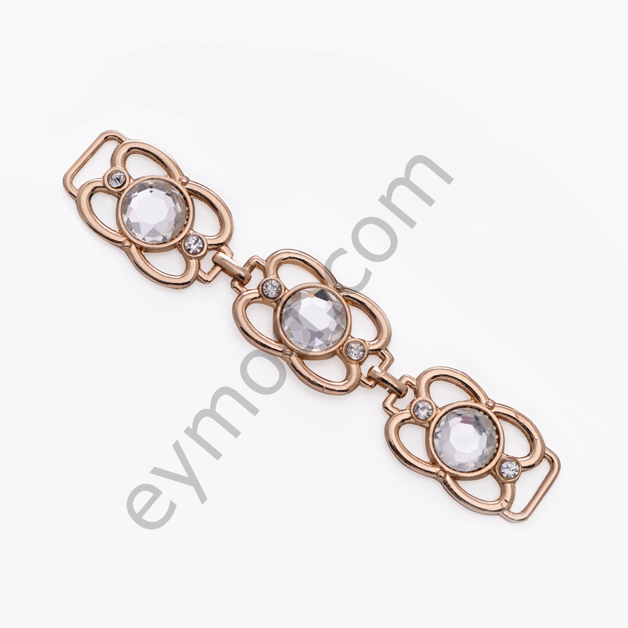 Cam Taşlı Eklemeli Toka GOLD+WHITE