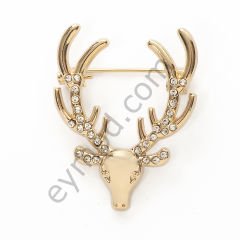 30 Taşlı Geyik Broş GOLD