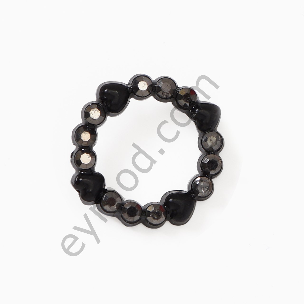 12 Taşlı Kalpli Halka Dikme BLACK NİKEL