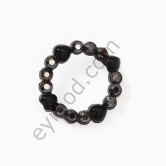 12 Taşlı Kalpli Halka Dikme BLACK NİKEL