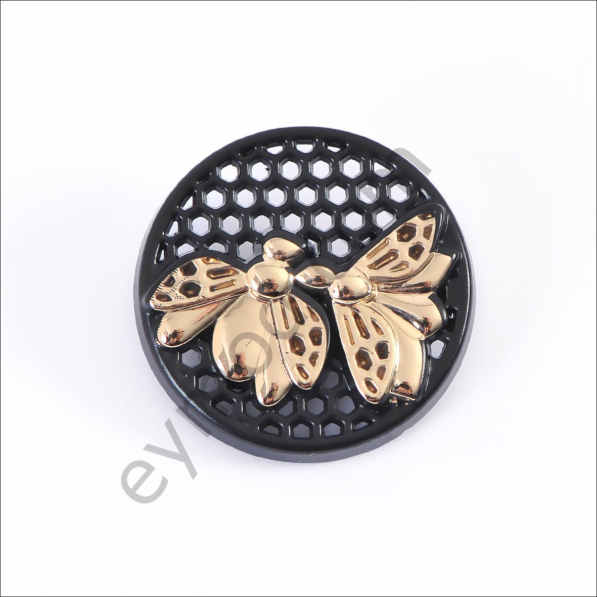 Arı Yuvarlak Düğme Black+Gold