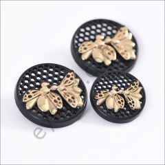 Arı Yuvarlak Düğme Black+Gold