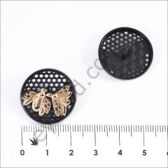 Arı Yuvarlak Düğme Black+Gold