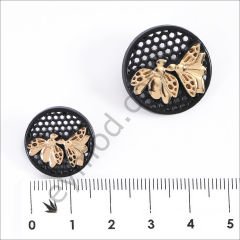 Arı Yuvarlak Düğme Black+Gold