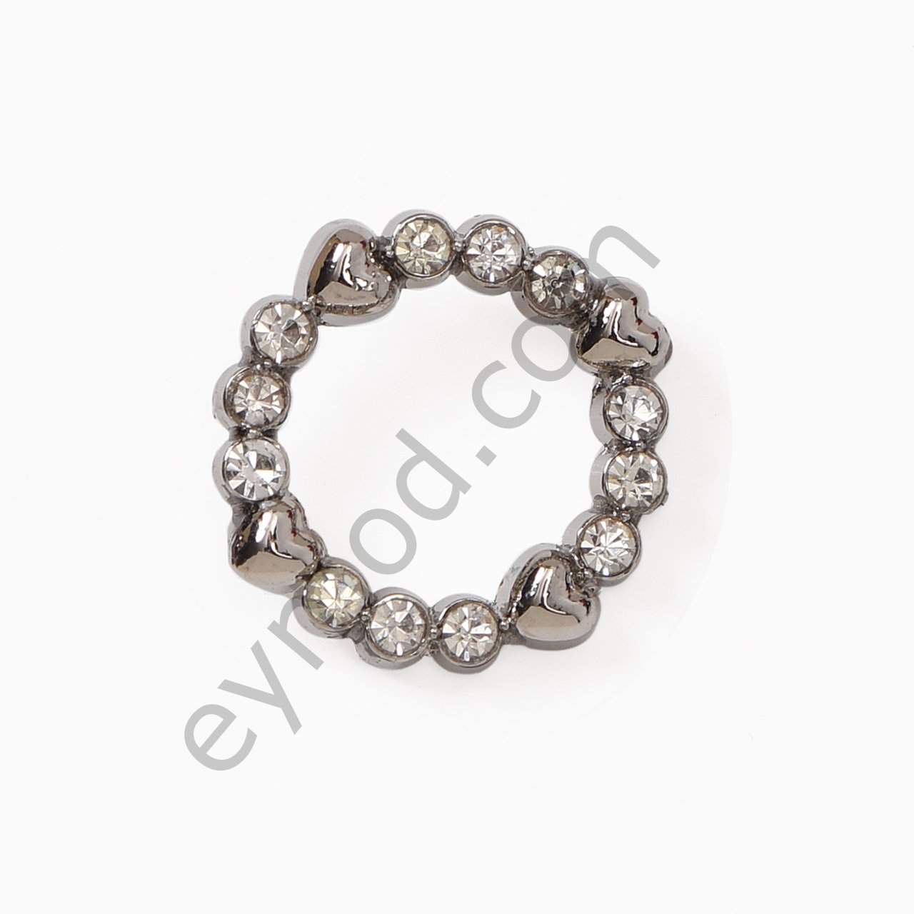 12 Taşlı Kalpli Halka Dikme NİKEL