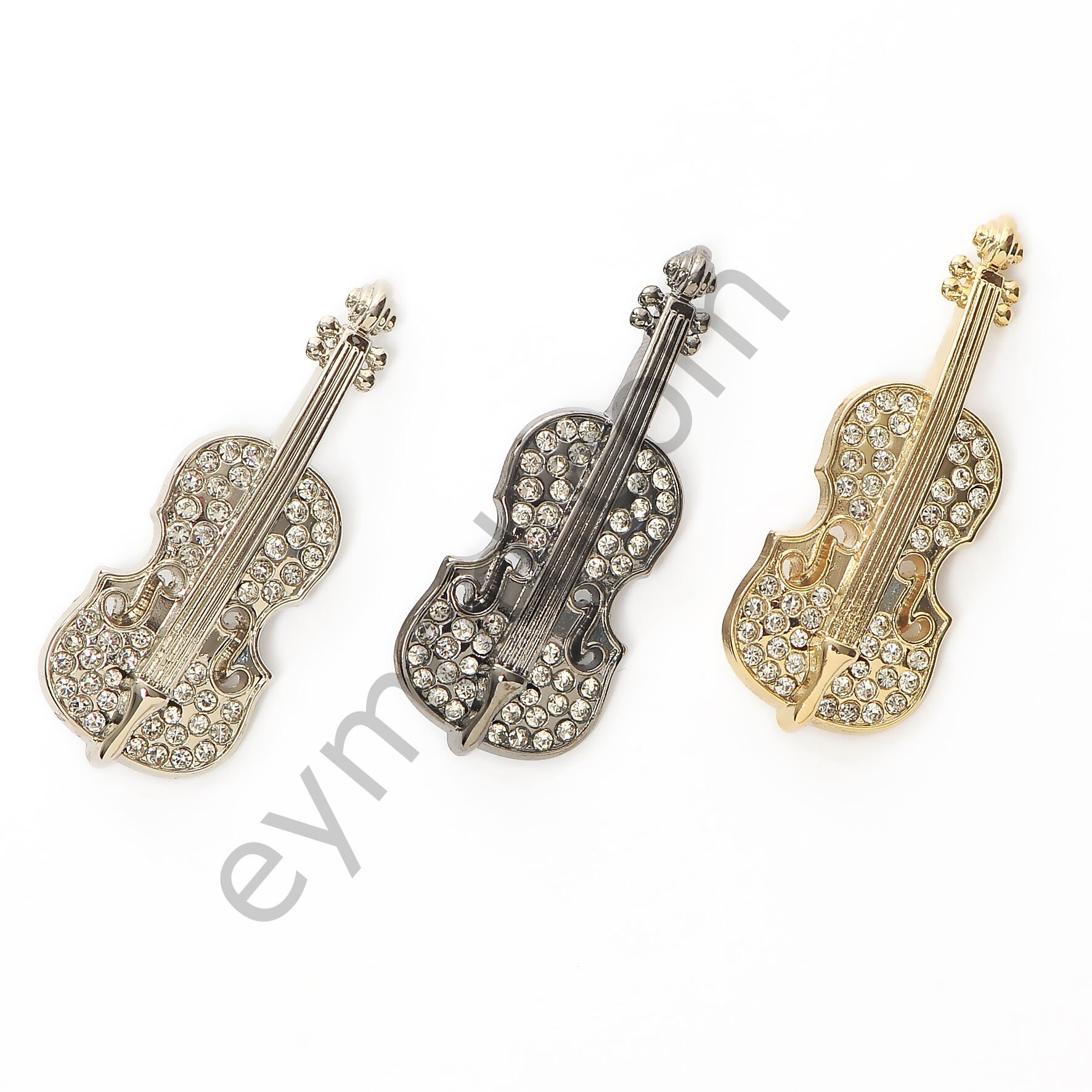 44 Taşlı Gitar Broş