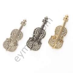 44 Taşlı Gitar Broş