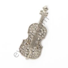 44 Taşlı Gitar Broş NİKEL
