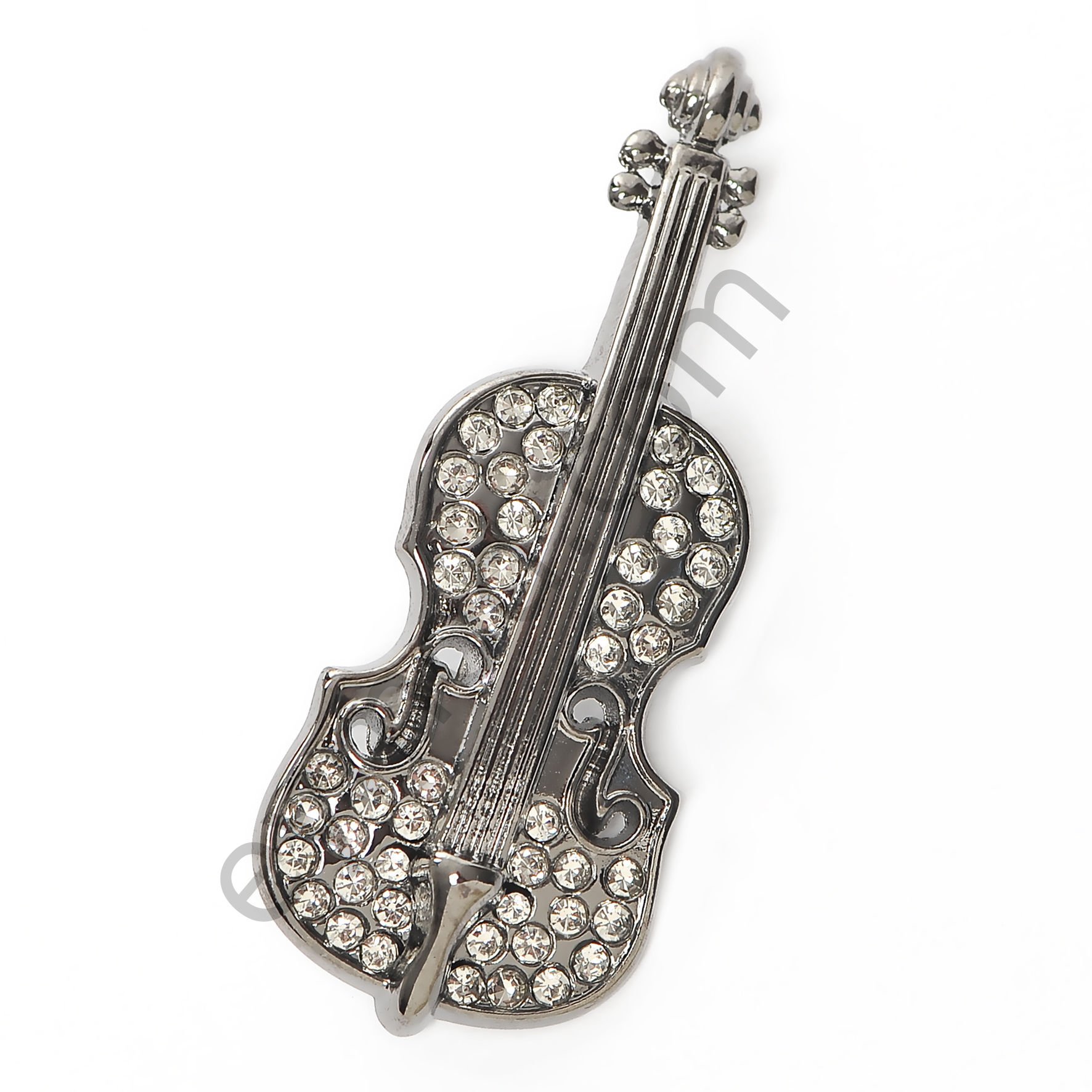 44 Taşlı Gitar Broş BLACK NİKEL