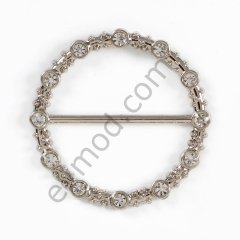 12 Taşlı Yuvarlak Toka 30 mm - NİKEL