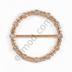 12 Taşlı Yuvarlak Toka 40 mm - GOLD