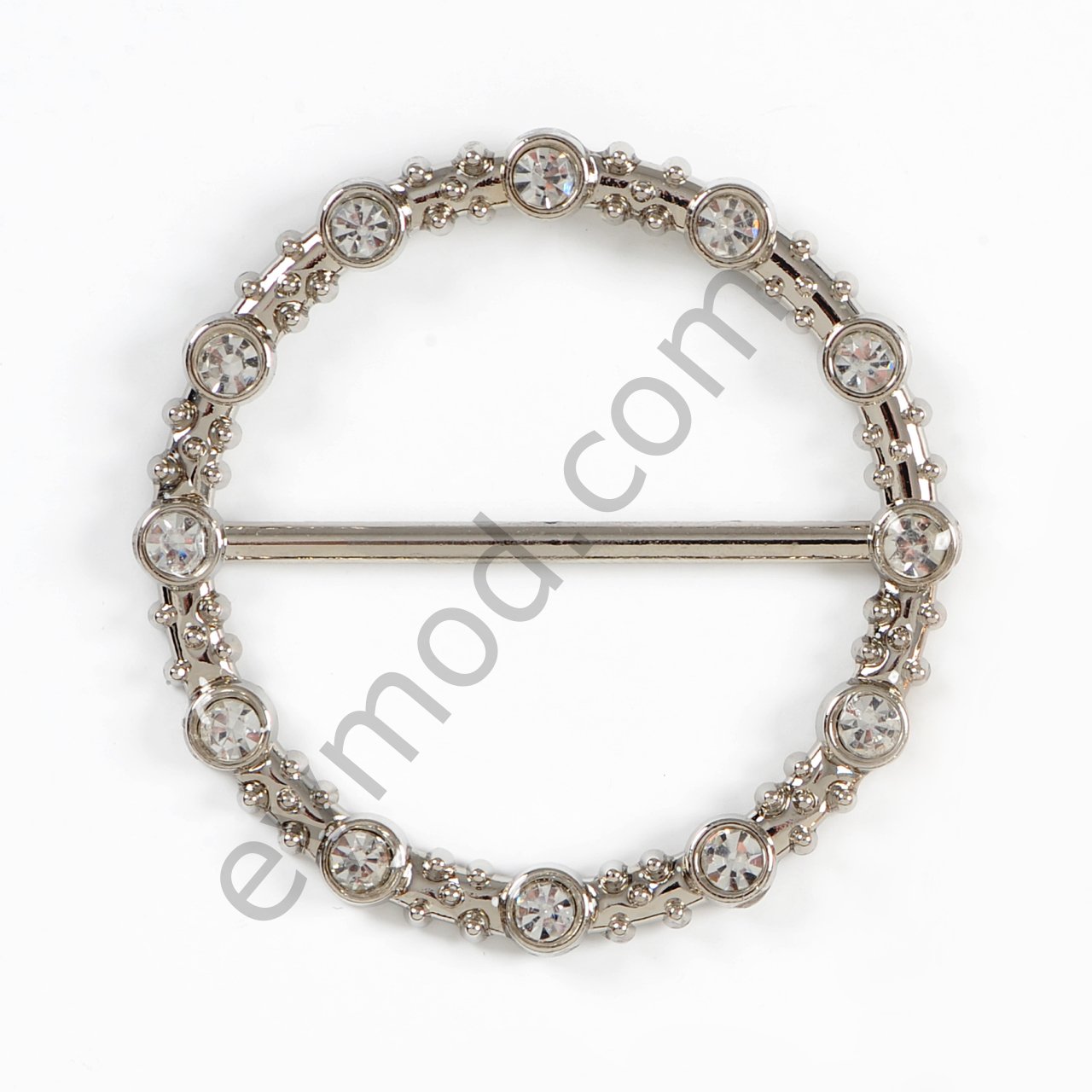 12 Taşlı Yuvarlak Toka 40 mm - NİKEL